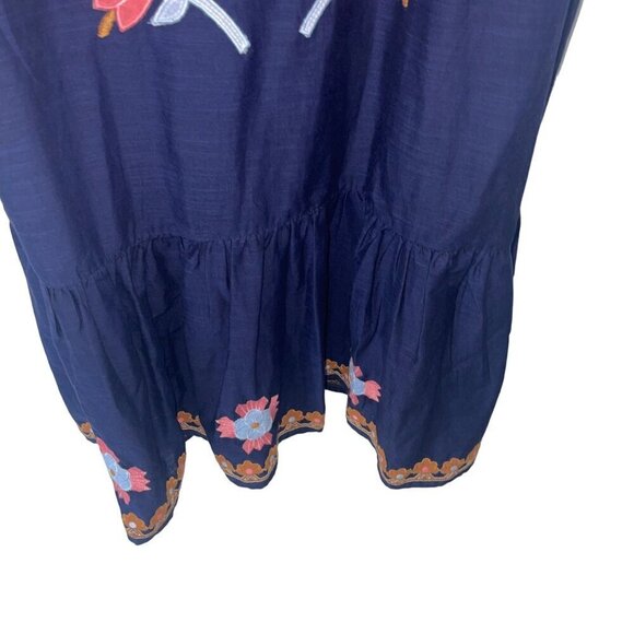 Anthropologie Womens Dress Size Large Blue Malika Maxi Applique Embroidered - Picture 6 of 8